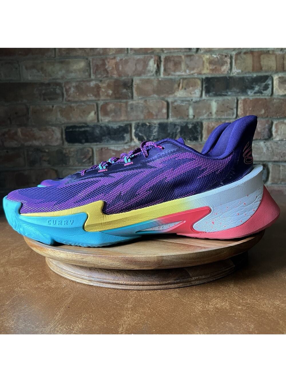 Under Armour Curry Series 7 Purple Blue Yellow Mens 15 Basketball Shoes Sneakers